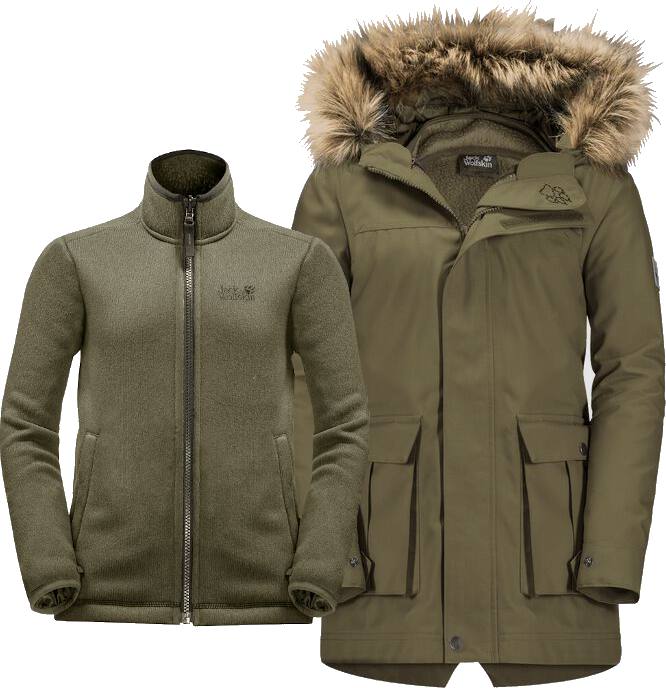 Jack Wolfskin Boys Elk Island 3in1 Parka Oliivi 140