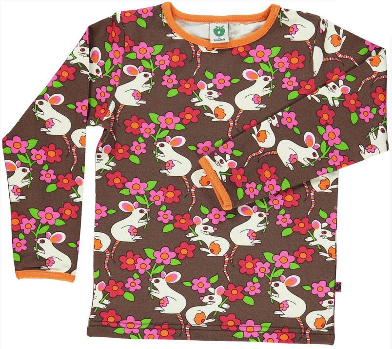 T-Shirt Long Sleeve Mice and flowers Ruskea 1-2