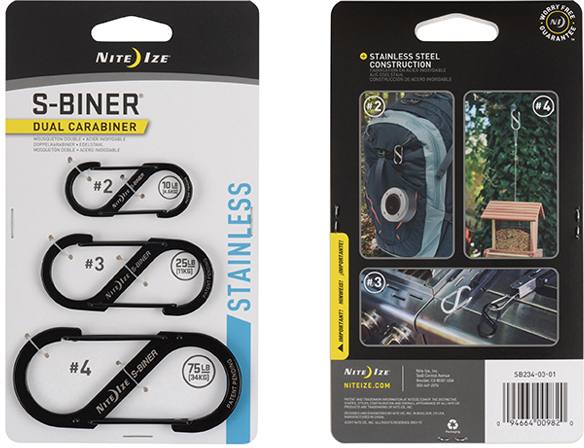 Nite Ize S-biner Dual 3-pack Musta