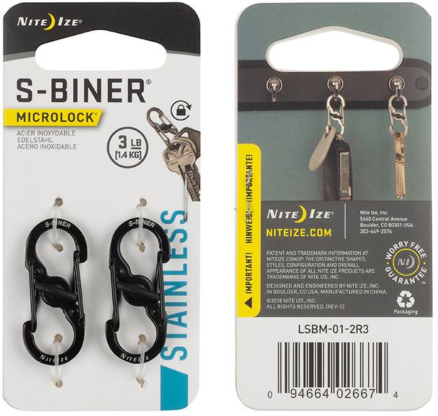 Nite Ize S-Biner MicroLock 2-pack Musta